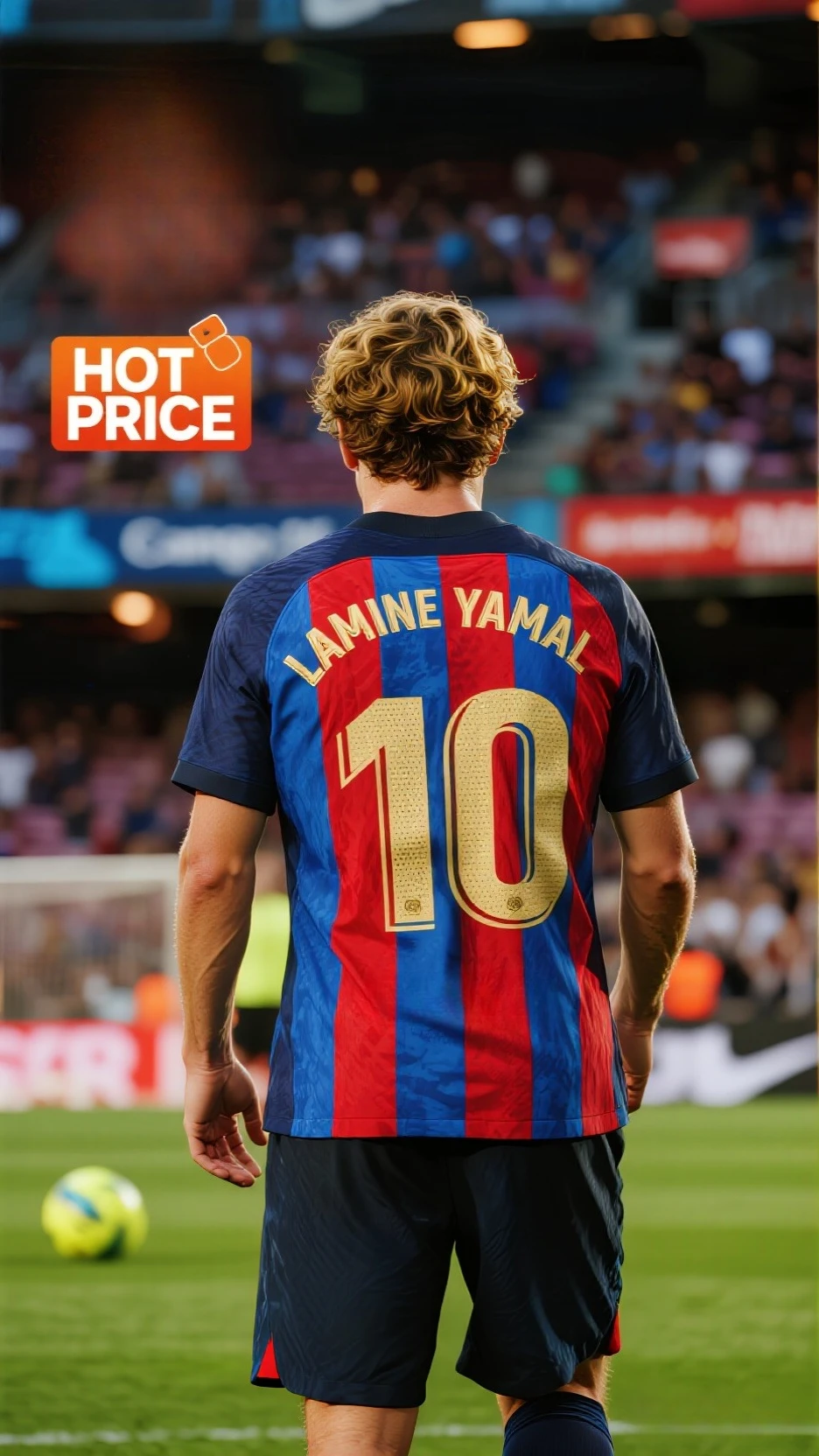قميص كرة القدم AI CHATGPT "Lamine Yamal 10" - قميص فريق كرة القدم ذو الطباعة الذهبية باللونين الأحمر والأزرق مع صفقة بسعر ساخن #2