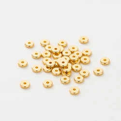 10-50Pcs Spacer Beads 14K/18K Gold Plated Brass 4-12mm Round Flat Bracelet Connect for DIY High Quality Jewelry Accessories