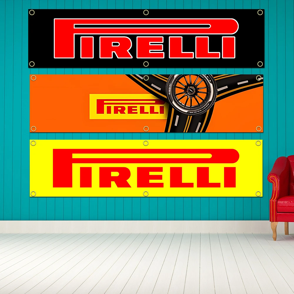 60X240cm Banner Pirellis Tyres Flag Polyester Printed Garage Wall Art Outdoor Decorations Tapestry With Brass Grommets