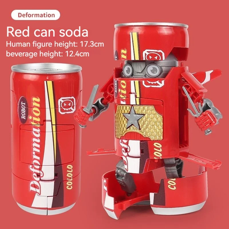

2pcs Deformation Robot Toy Action Figure Plastic Model Robot Beverage Appearance Toy Set Anime Toys Children Gift Collect Models