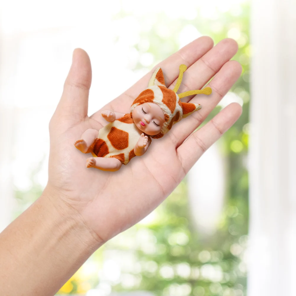 1/6 stuks 11 cm mini herboren babypop schattige slapende babyserie pop met dierenkleding beweegbare gewrichten voor meisjes peuters en kinderen