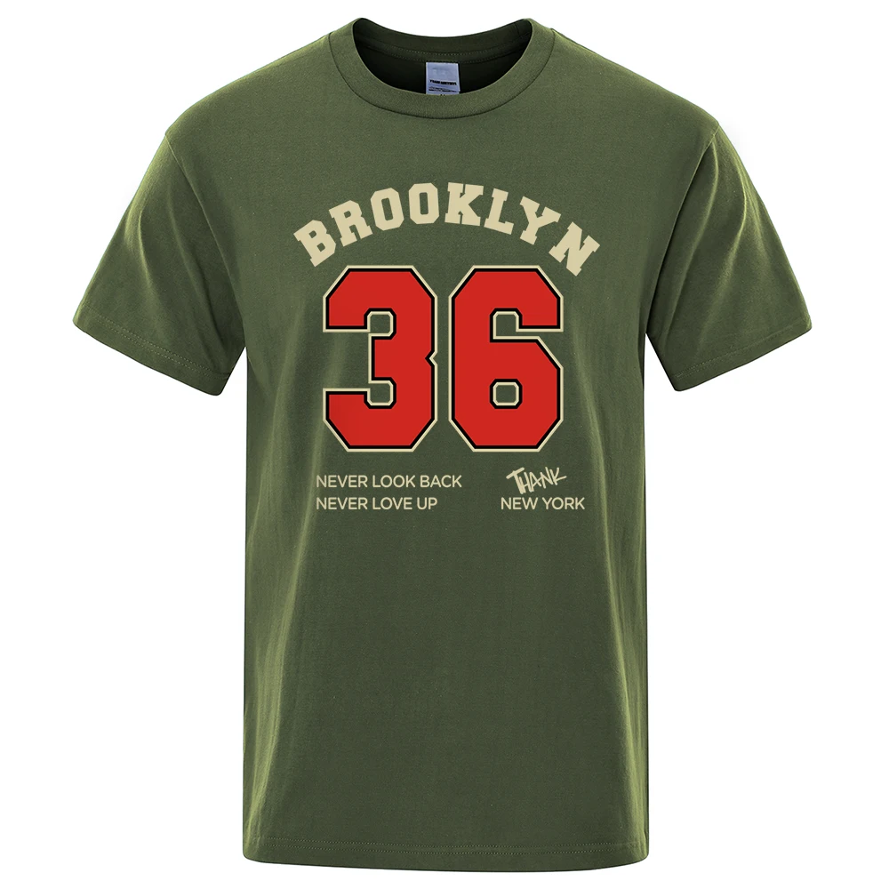 Brooklyn 36 New York Street Letter Tshirt Man Casual O-Neck T-Shirt Breathable Summer Tshirt Fashion Cotton Loose Short Sleeve