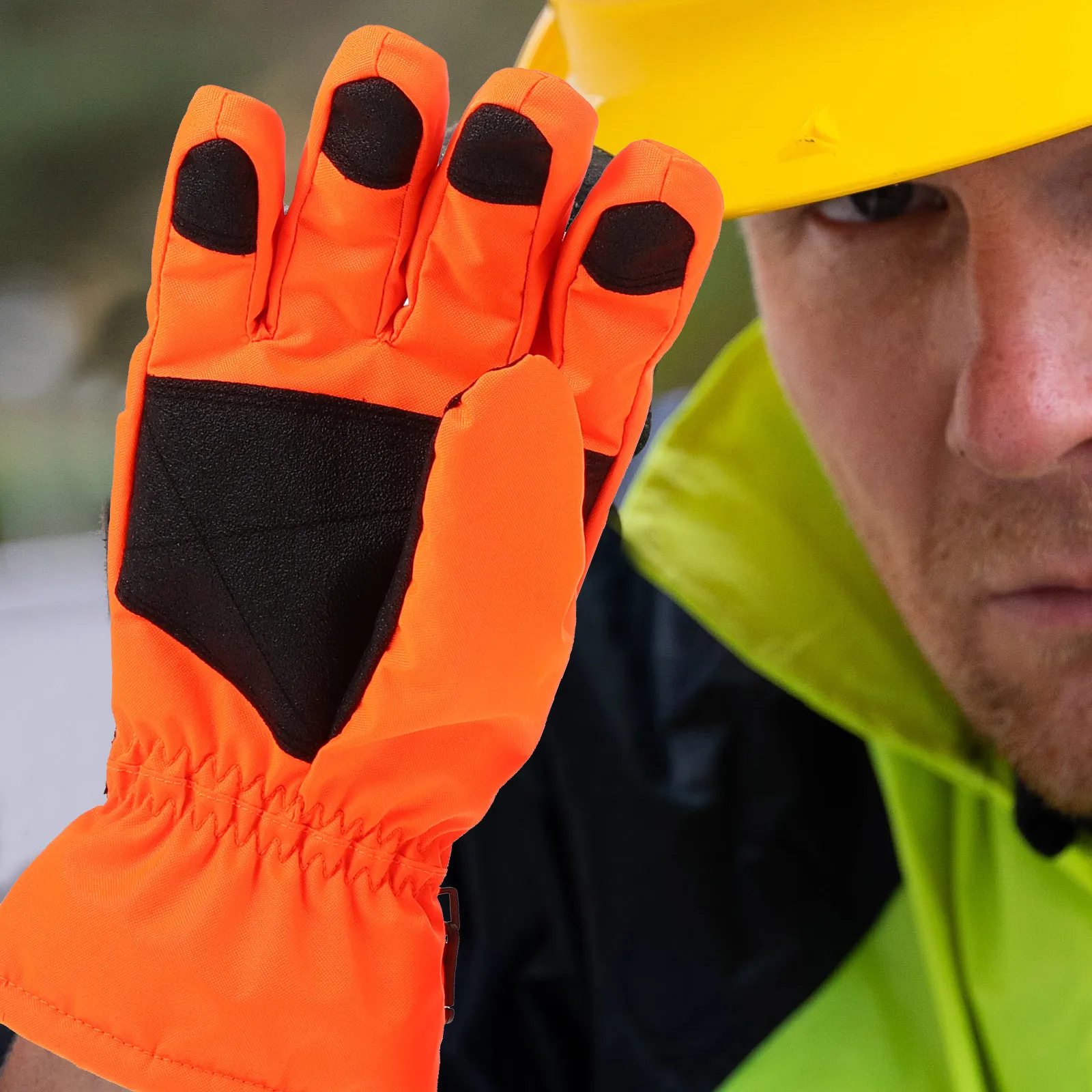 1 زوج الشتاء الدافئ في الهواء الطلق قفازات كنس الثلوج كامل الاصبع المضادة للانزلاق عاكسة قفازات عالية الوضوح للعمل الليلي في الهواء الطلق #1