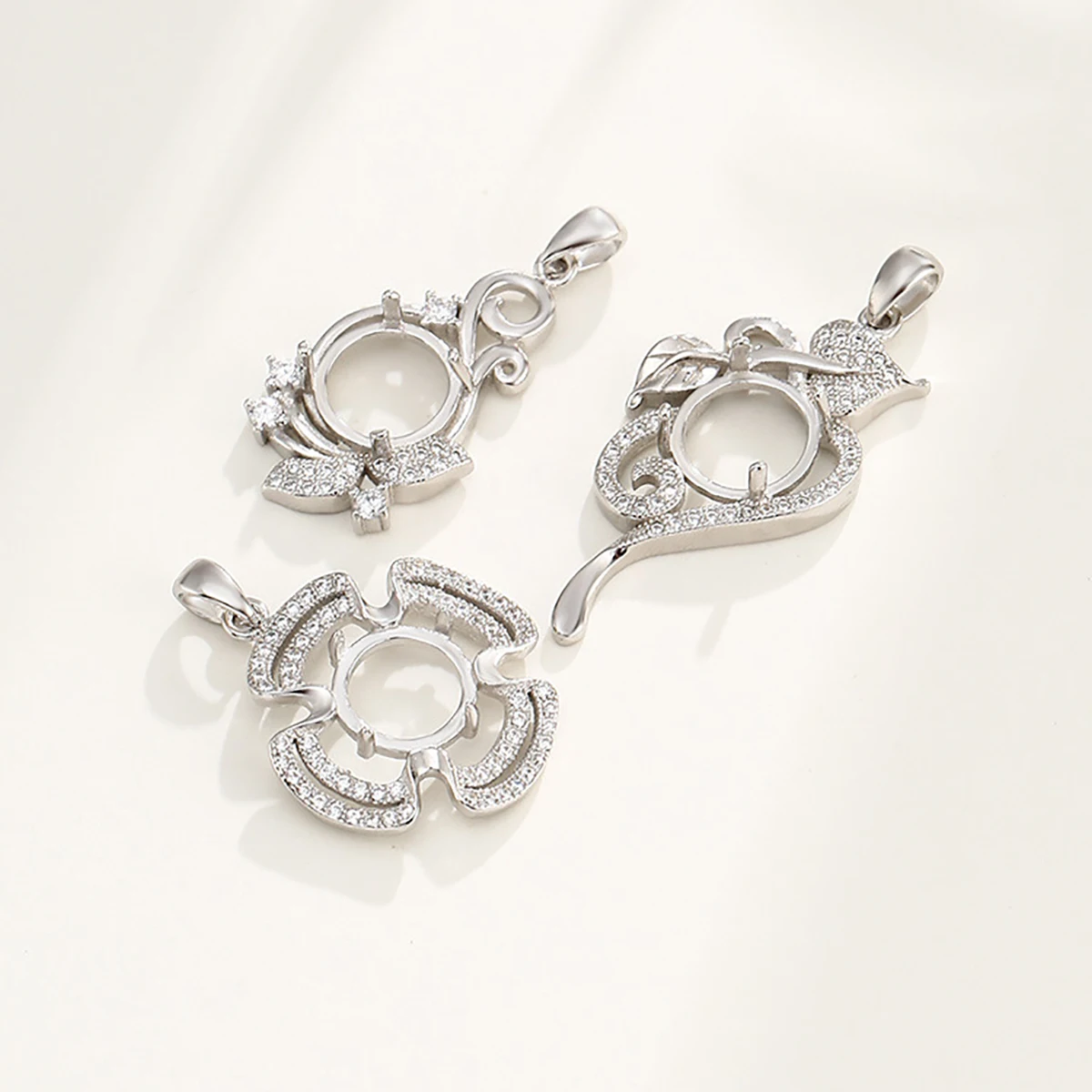 925 Silver Creativity Blank Pendant Tray Fit 10X10mm Round Cabochon gemstones Necklace Pendant Bezel Jewelry DIY Supplier