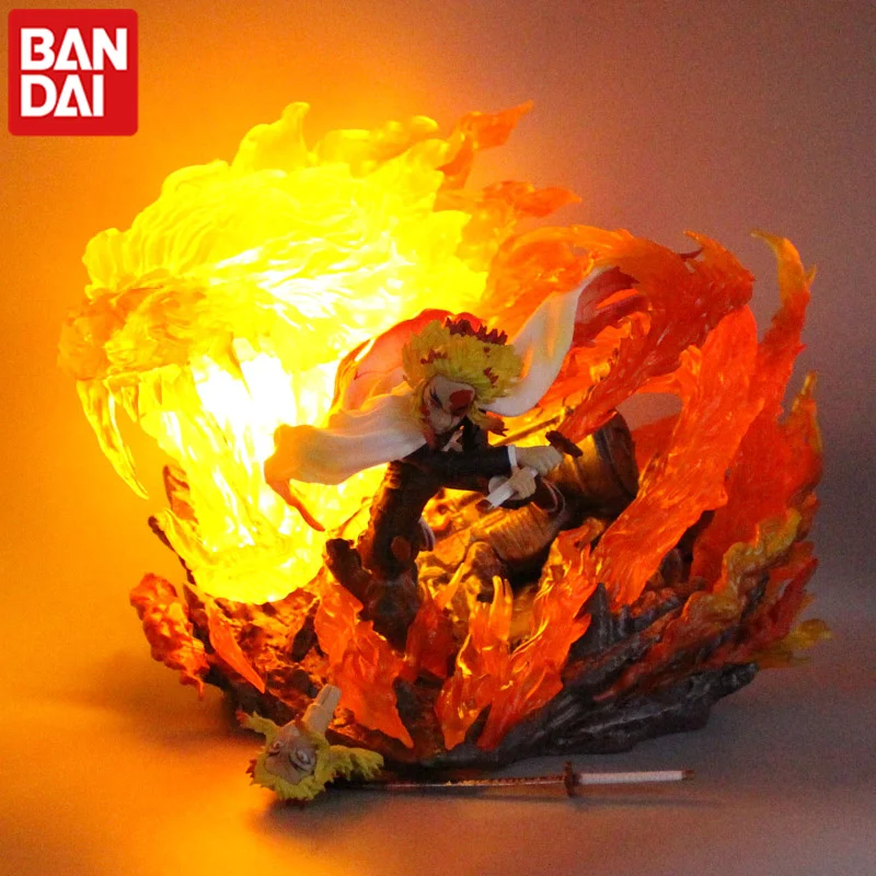 Demon Slayer Rengoku Kyoujurou Statue Extra Large Action Figures Model Ornament Luminous Changeable Head Collect Holiday Gift