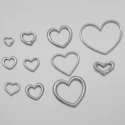WZNB 5Pcs Hearts Frame Charms for Jewelry Making Stainless Steel Pendant Connector Diy Earring Necklace Accessories Material
