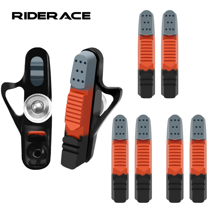  Bike Brake Pads Set Replaceable Inserts C-Brake CNC Aluminum Alloy Rubber Sheet Bicycle Brake Blocks With Mud Trough Silent 