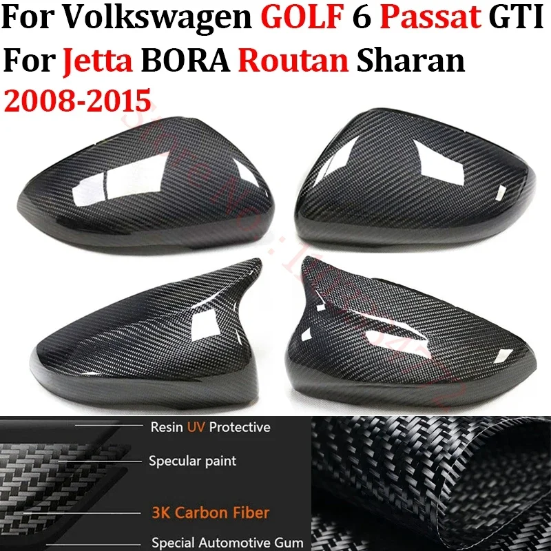 

Real Carbon Fiber Car Rearview Side Mirror Cover For Volkswagen GOLF 6 Passat GTI Jetta BORA Routan Sharan 2008 2009 2010-2015