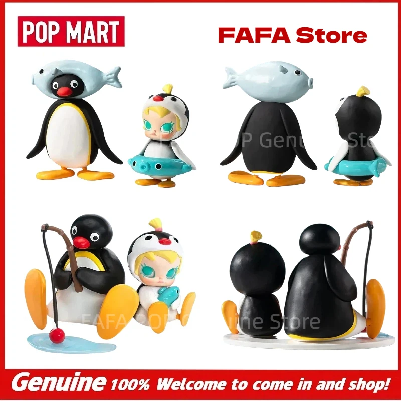 

In Stock POPMART Baby Molly X Pingu Collectible Figure Desktop Ornaments Decoration Gift For Anime Fans And Collectors Blind Box