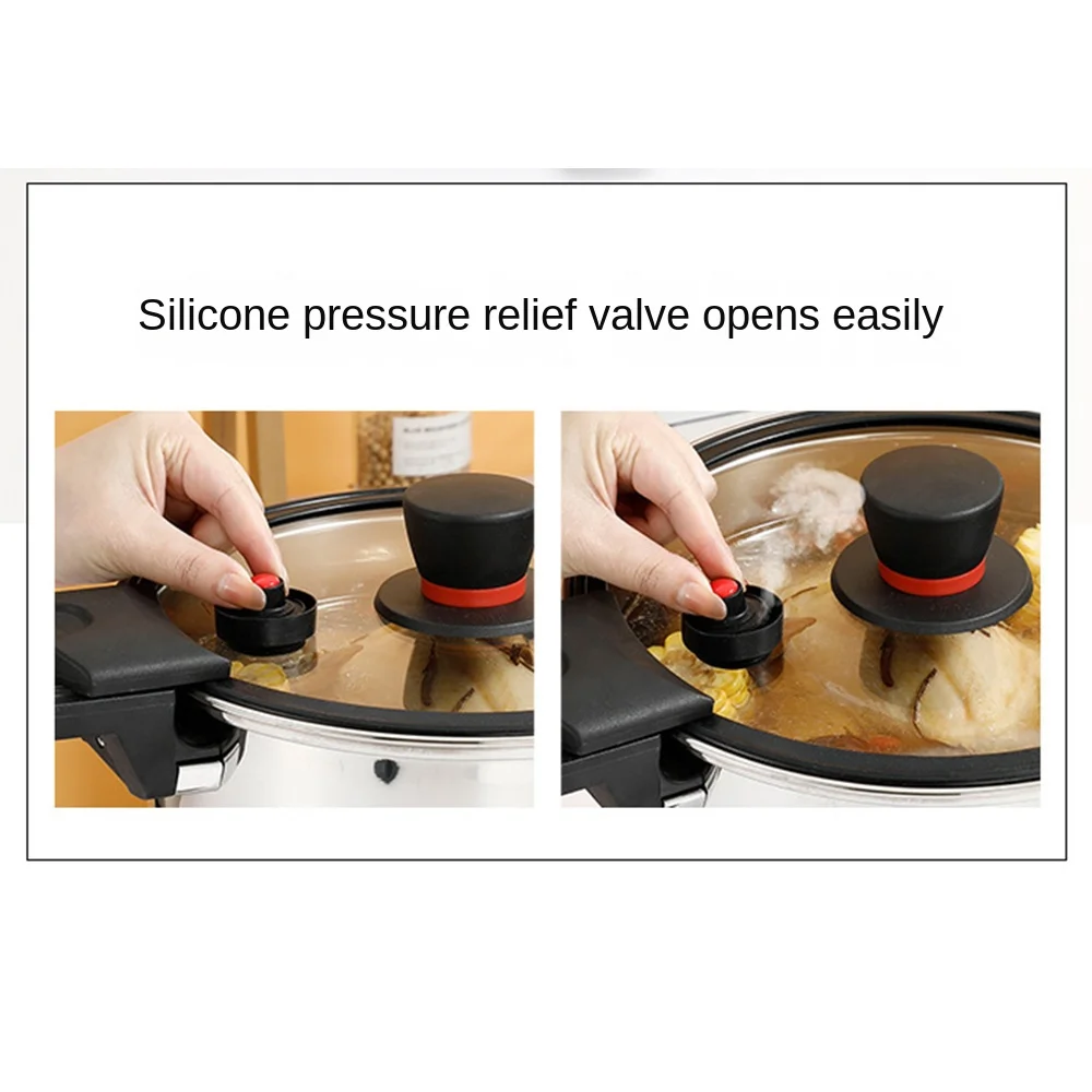 وعاء ضغط صغير من الفولاذ المقاوم للصدأ مع صمام عادم، وعاء طهي منزلي، وعاء غير لاصق ذو سعة كبيرة