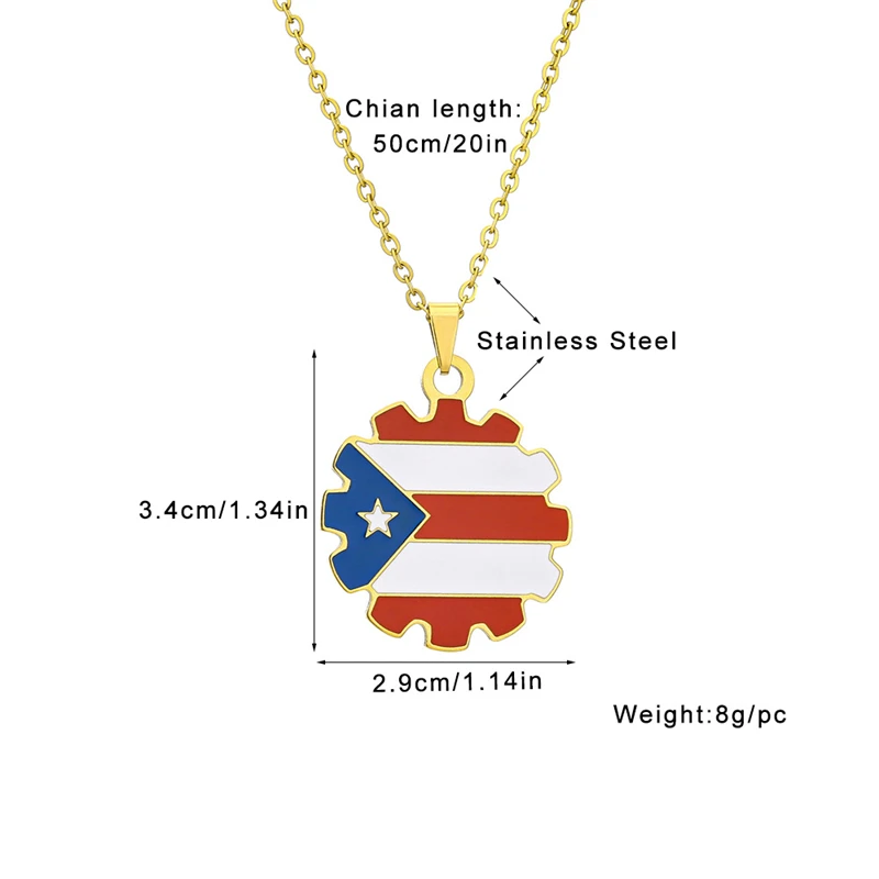 2024 Puerto Rico Map Flag Pendant Necklaces Stainless Steel Gold/Steel Color Puerto Ricans Patriotic Jewelry For Men Women Gifts