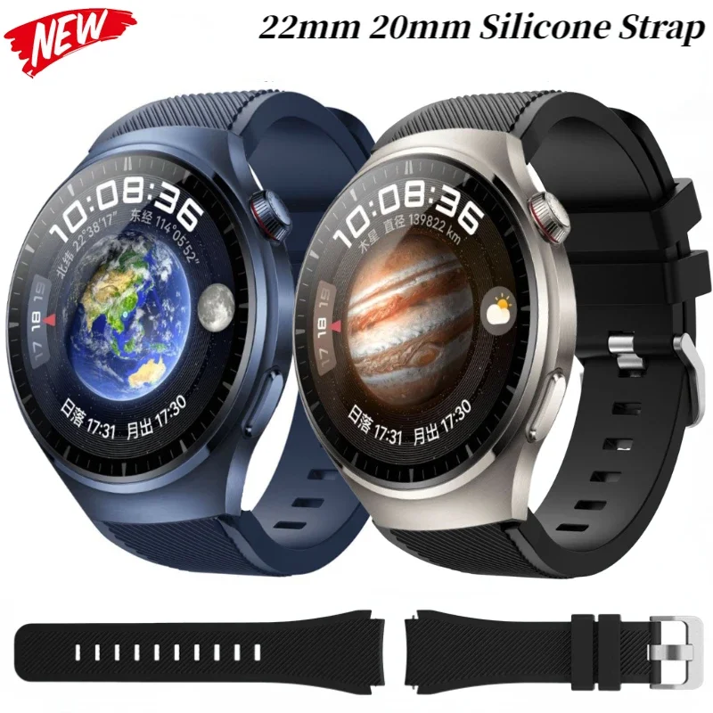 Силиконовый ремешок 22 мм для Huawei Watch 4 Pro/3/GT4-3-2 Samsung Watch 3/Gear S3, спортивный браслет Amazfit GTR 4/Stratos 3 Correa
