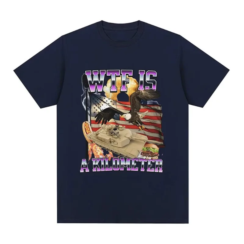 Wtf é um quilômetro meme gráfico t camisa feminina moda hip hop camiseta verão casual 100% algodão manga curta camisetas de grandes dimensões