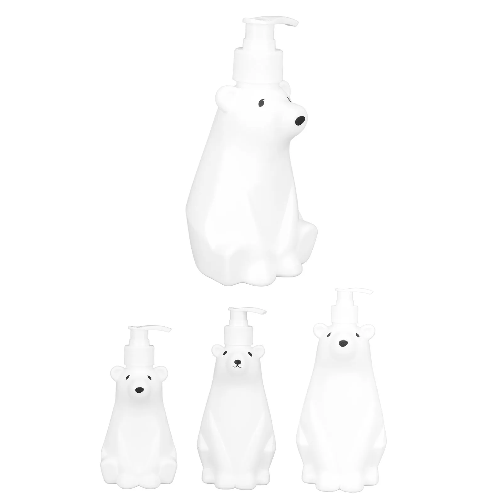 Shampoo Dispenser Cute Stylish White Bear  Space Saving Shower Bottles Strong  Pump Type for Bathroom