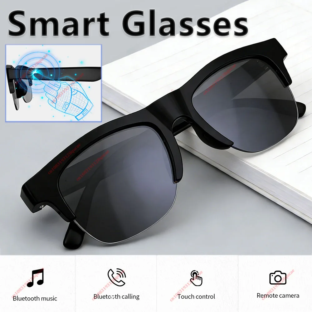 Smart Bluetooth Glasses Touch Control Hands-Free Calls Music Remote Camera Voice Assistant for Travel Sports Sunglasses Men Q01