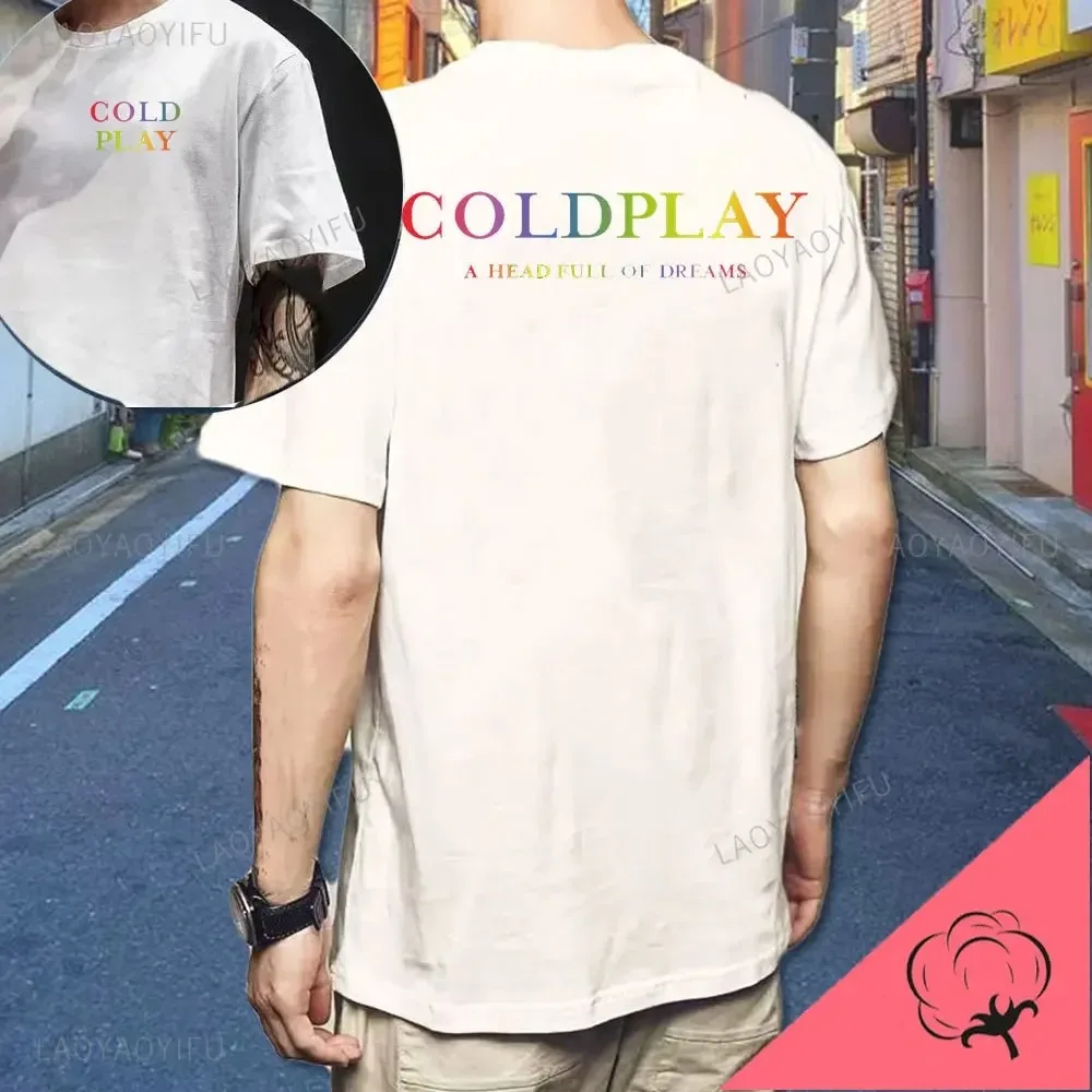 2026 Famous Cold Play Band Printed Cotton T-shirt Men's Summer Casual Top Short Sleeve Classic Male Women Tee