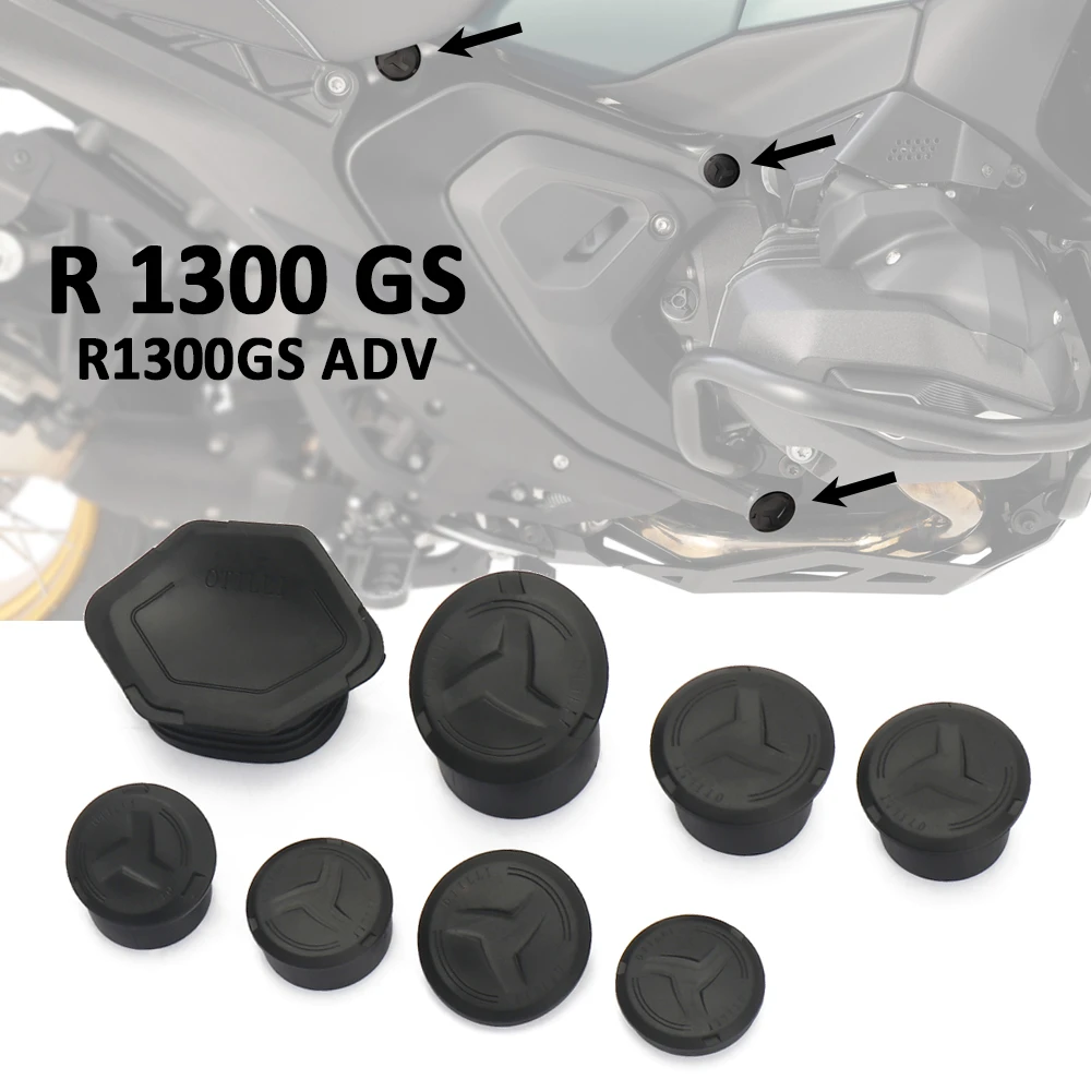 

8PCS Frame Caps For BMW R 1300 GS Adventure R1300GS R1300 GS ADV 2023-2025 Motorcycle Frame Hole Caps Cover Plug Black