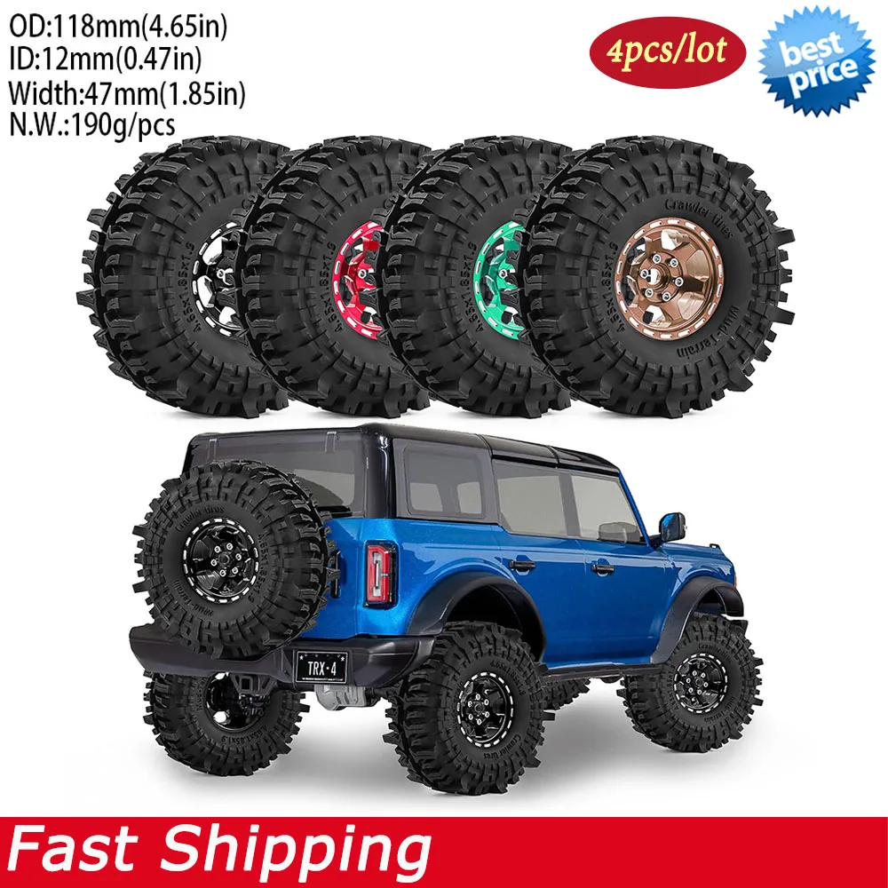 

4PCS 1.9" Aluminium Alloy Beadlock Tires and Wheels For 1/10 Traxxas TRX4 TRX6 SCX10 II III 90046 RC Crawler Upgrade Parts