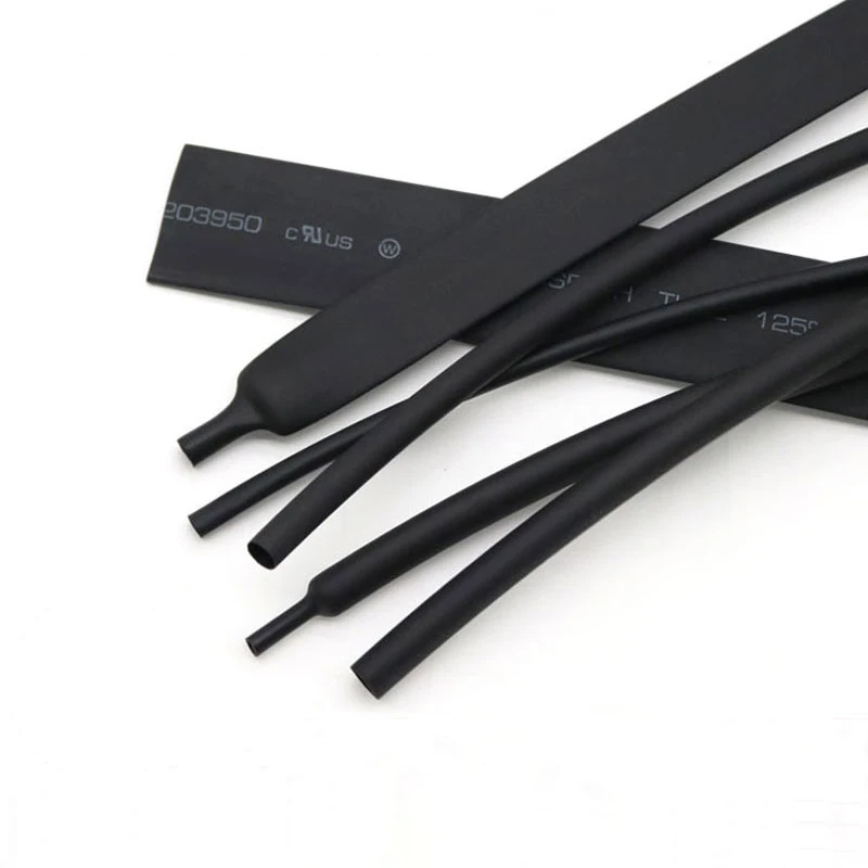 Tubo termo retrátil preto 3:1, sem cola, 1.5/3/4.5/6/9/12/15/18/24/30/39/50mm, manga de cabo de proteção à prova d'água isolada de poliolefina