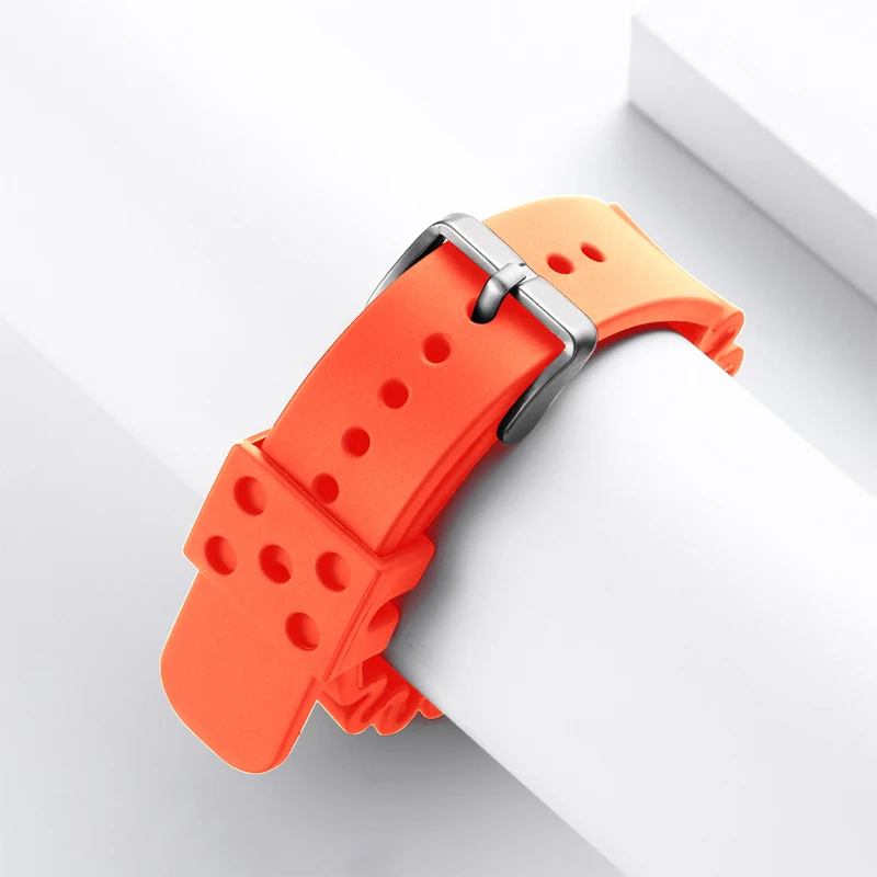 Orange 20mm Sports Silicone Strap Rubber Watch Strap Diving Strap Men Replacement Wrist Watch Accessories