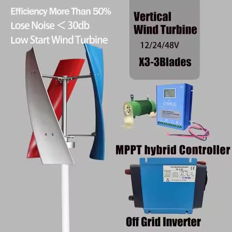 Factory Price 2KW Wind Turbine Generator 3 Blades Alternator Three-Phase Vertical Axis Windmill With Off Grid Inverter For Home