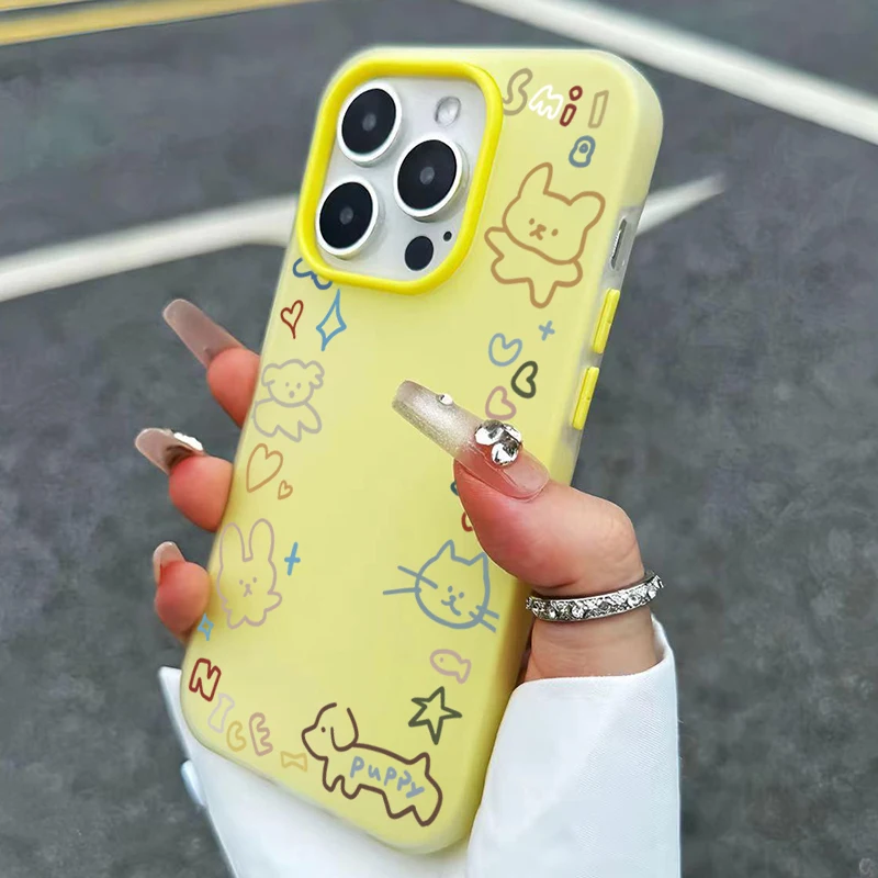 

Cartoon Line Animal Jelly Soft Silicone Phone Case For iPhone 17 Pro Max 15 14 13 12 11 16 Pro XS X 7 8 Plus 17 Air Bumper Cover