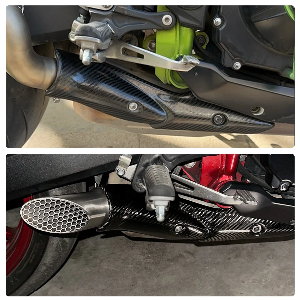 MRRANGT Universal Motorcycle Exhaust Pipe Cover Heat Shield Cover Muffler Link Pipe Protector Guard Anti-scalding view 5
