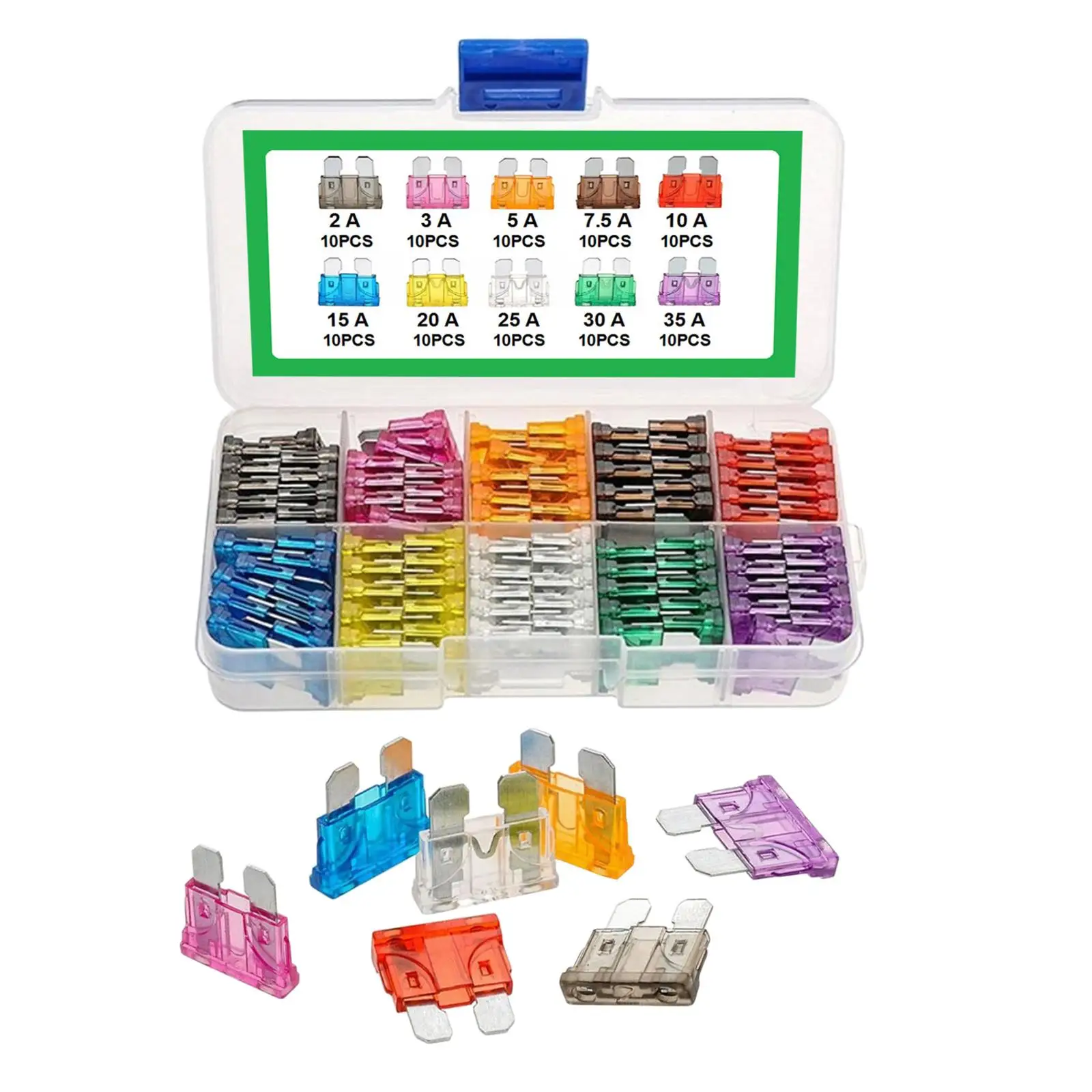 

100pcs - Car Blade Fuses Assortment Kit, Automotive Fuses - Standard (2A/ 3A/