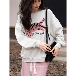 MISHOW Separately Hoodies Women Autumn Korean 100Cotton Embroidery Pullover Sweatshirt Elastic High Waist Spilt Skirt MXB32V0095