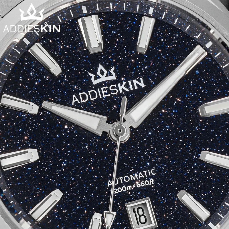 AddiesKIN Men's Luxury Watch BGW9 Luminous Blue Goldstone Dial 20Bar Waterproof Sapphire Glass Automatic Mechanical Watch K010