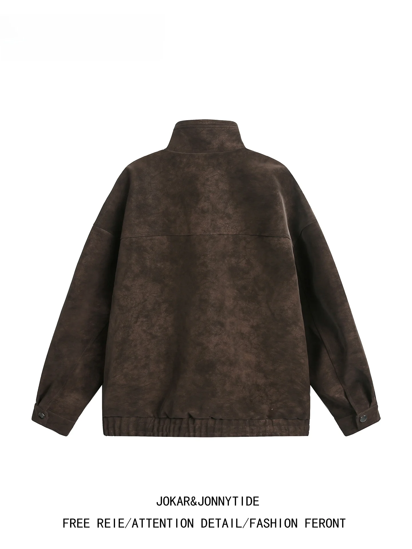 JOKARJONNY ريترو أمريكي مفكك مرقع للدراجات النارية بياقة واقفة Jaet PU ملابس خارجية من الجلد للرجال والنساء... #5