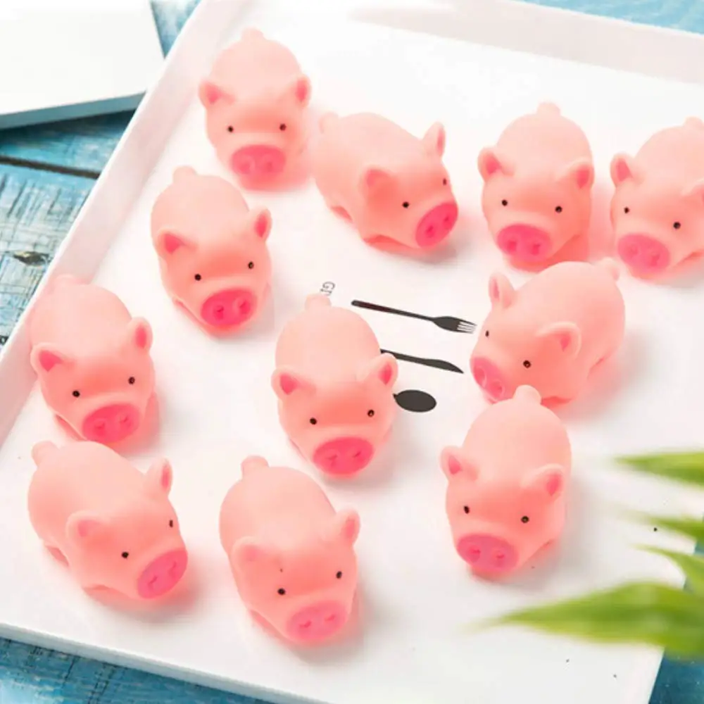 10pcs Mini Rubber Varken Babybadje Speelgoed Roze Piggy Decompressie Ontluchting Speelgoed Float Squeak Speelgoed voor Baby Douche voor kinderen