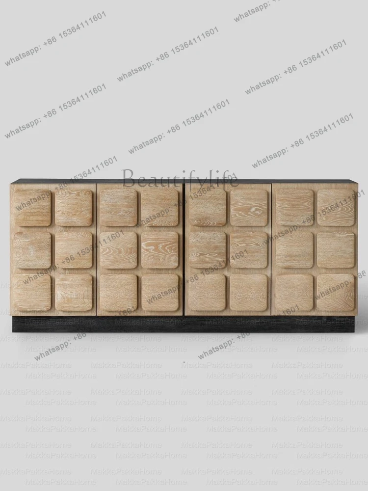 

Medieval style solid wood dining side cabinet retro log wabi wind living room entrance storage cabinet