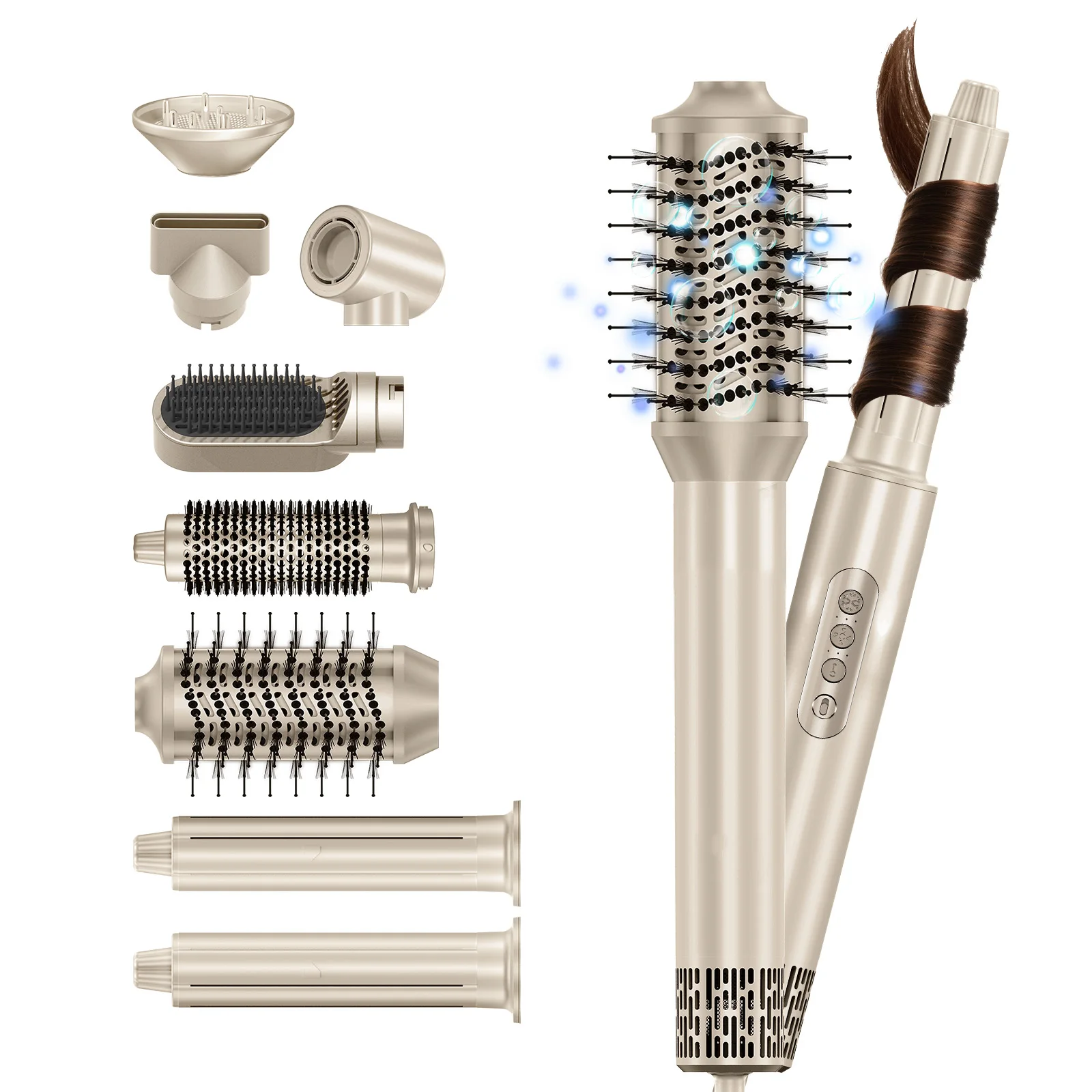 

Щетка для фена 8 в 1, бесщеточный фен, щетка для нагрева волос с отрицательными ионами, расческа для укладки волос с горячим воздухом, автоматические бигуди