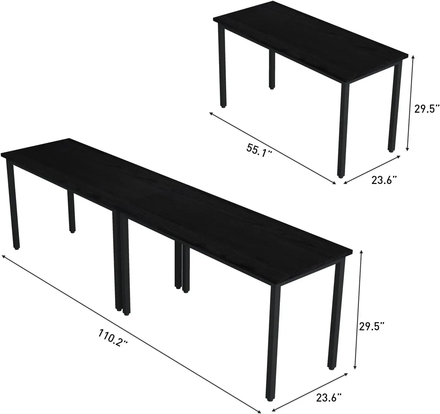 Mesas de conferência 9 pés mesa de computador de escritório para sala de reuniões estudo escrita impressora mesa de podcast para 4-8 pessoas moderno preto 2 peças