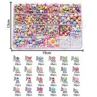 Mélange de perles intercalaires en acrylique pour filles, 780 pièces/boîte, avec perles 216.239., ensemble de perles de bricolage pour bracelet de bateau chia, kits exécutifs de bijoux 2