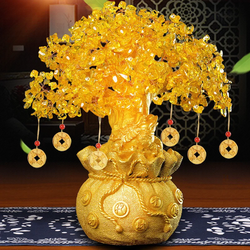 

Citrine Fortune Tree Good Fortune Home Wine Cabinet Decoration Living Room TV Cabinet Money Tree Opening Gift