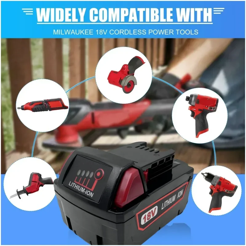 M18 untuk Milwaukee M18 18 18V 9800mAh pengganti untuk Milwaukee M18B5 XC Li-ion baterai 48-11-1815 48-1850 2604-22 2604