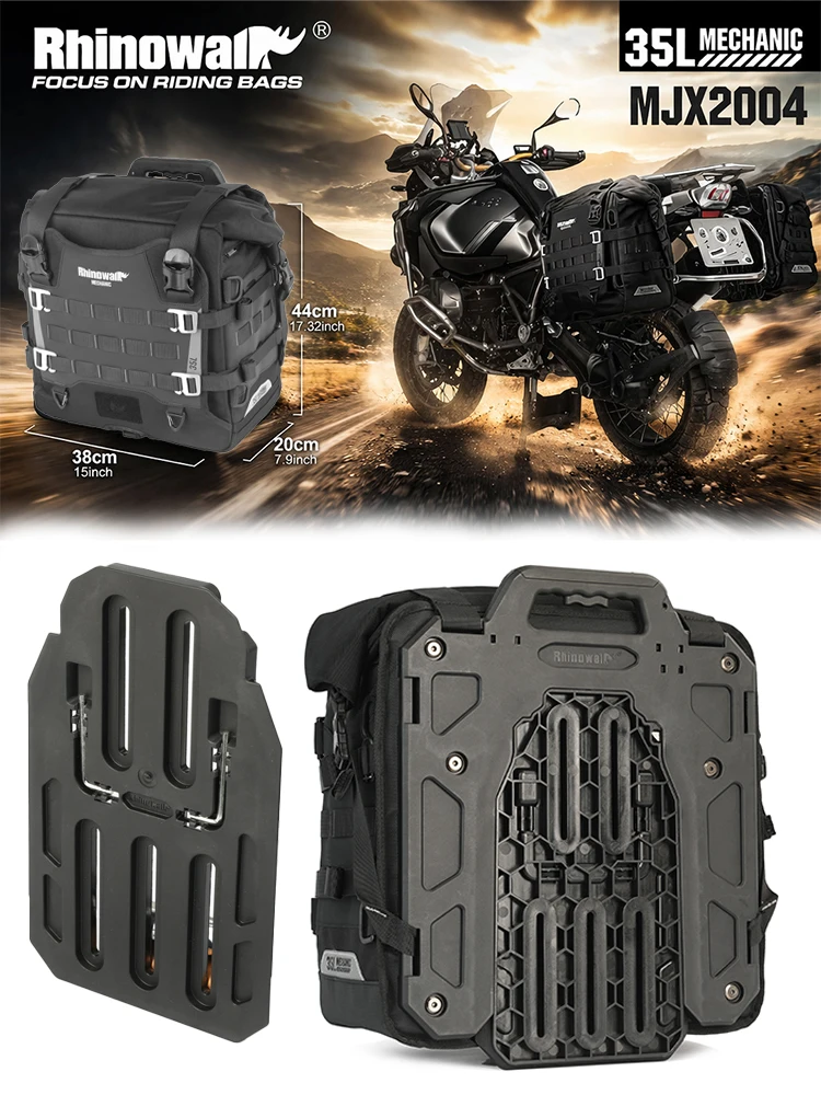 Rhinowalk Motorcycle Side Bag Waterproof 20L/35L Expandable Saddlebag Quick Release Anti-Theft ADV Touring for BMW KTM Honda