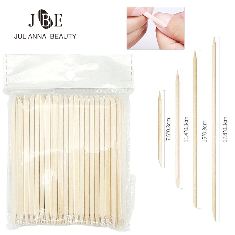 500Pcs  Nail Enhancement Tools Cuticle Remove Dead Skin Beech sticks Press Point forks for nails Manicures Tools