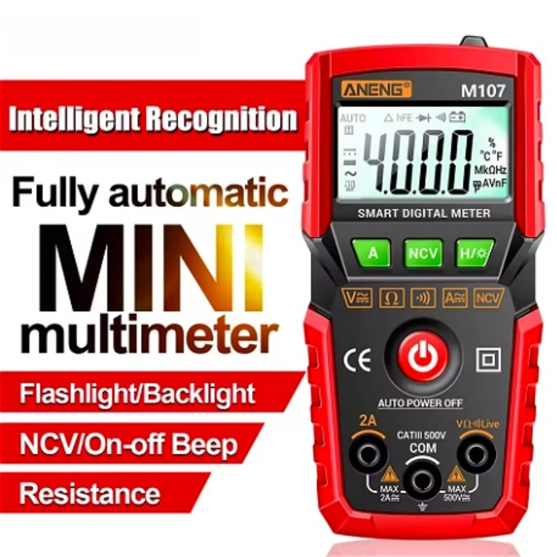 M107 4000 عدد رقمي صغير متعدد التيار المتناوب/تيار مستمر الأدوات الكهربائية تستر السيارات المتعددة المهنية متر أداة اختبار