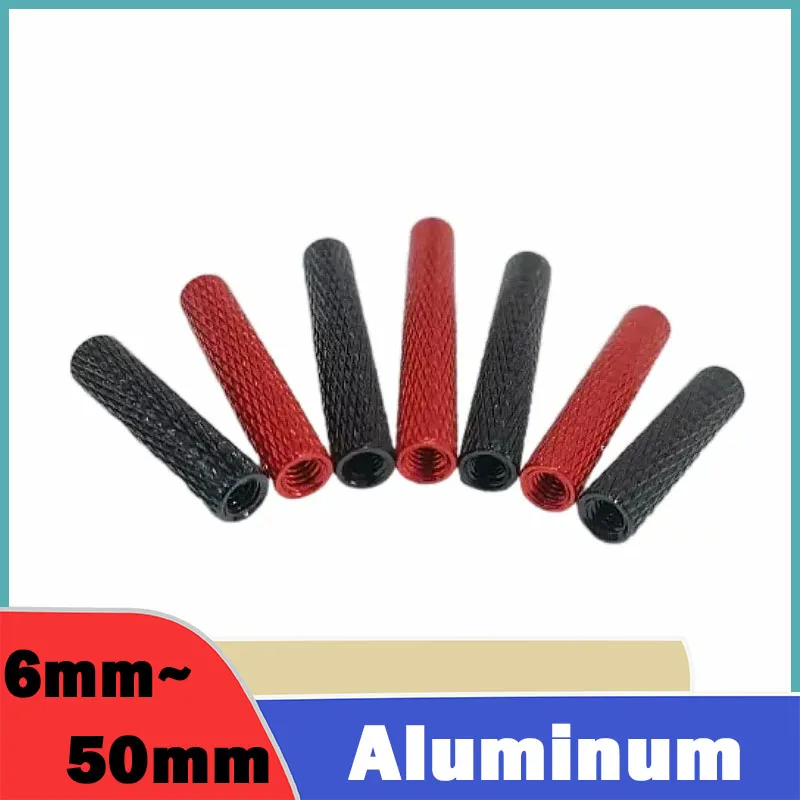 5Pcs M3 Red/Black Knurled Aluminum Standoff Spacer Column Aluminum Rods