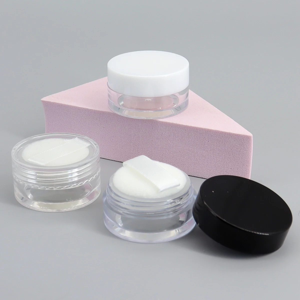 36 X 10g Travel Empty Powder Sample Jar With Pancake Make-up 1oz  Frost Clear  Powder Case with Puff cake