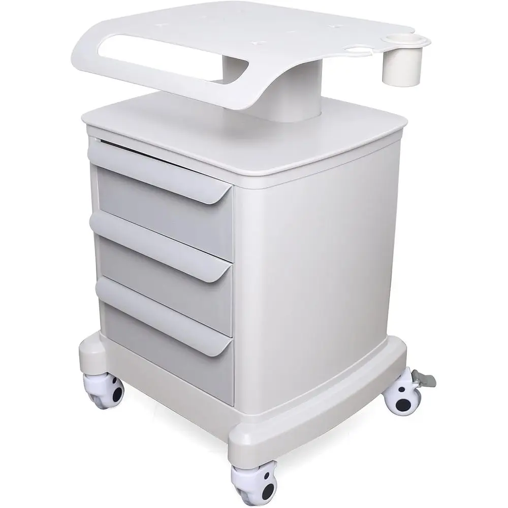 

3 Ders Sn Trolley Cart with Top Shel, ABS Rolling Storage Cabinet Trolley w/Handle, 66lbs acity Mobile Utility Cart or Sn & Dent