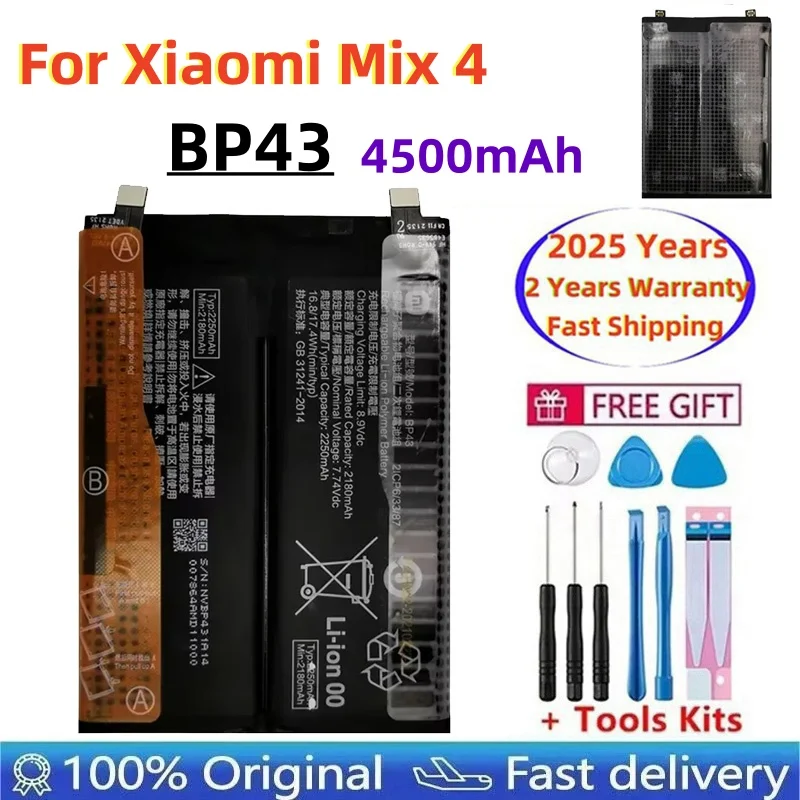 

2025 Years BP43 Orginal Battery For Xiaomi Mix4 Mi Mix 4 Phone Replacement Batteries Bateria Fast Shipping