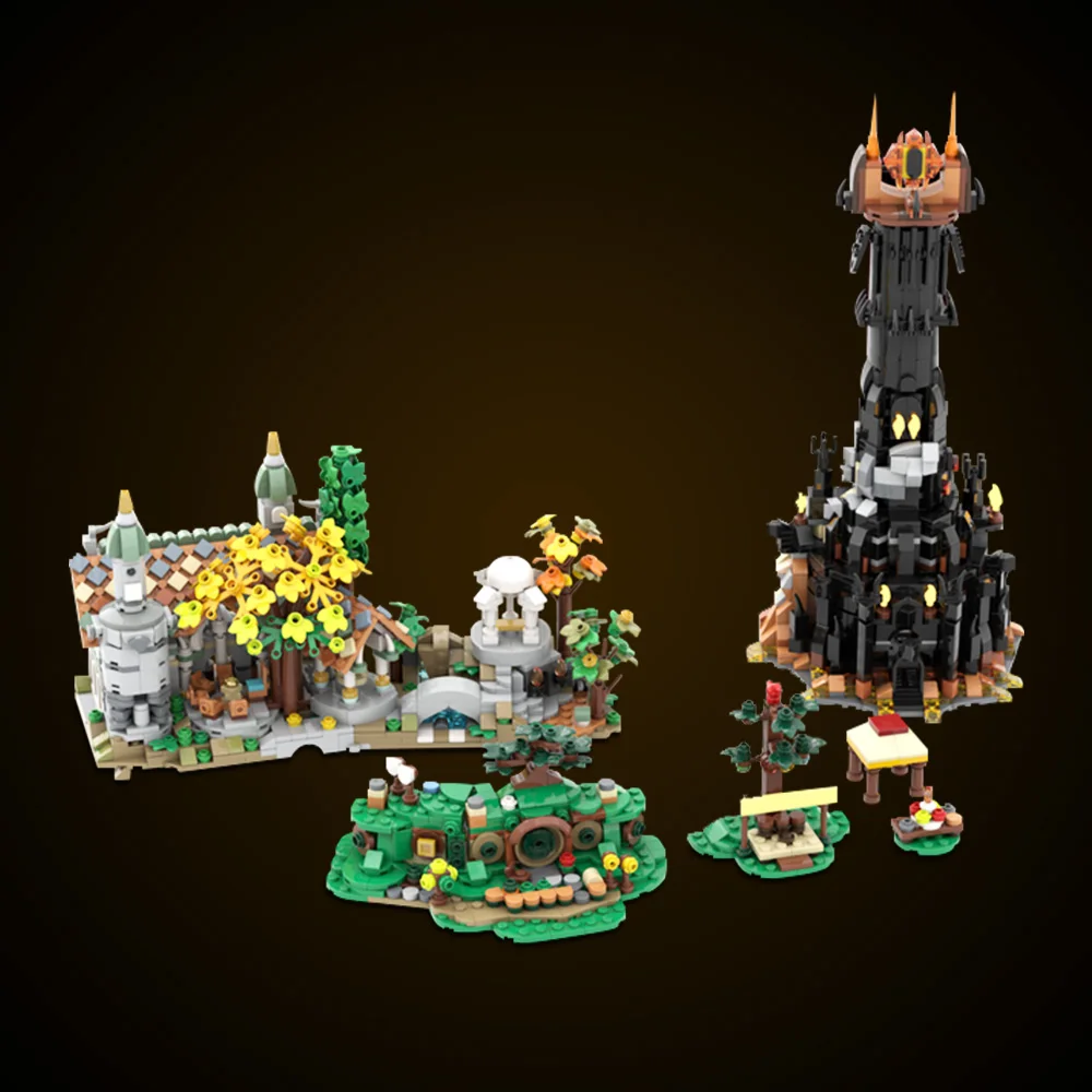 MOC-colección de arquitectura de escena de los anillos, modelo de bloques de construcción, Barads, Castillo negro, Durs, juguete ensamblado, regalo para niños