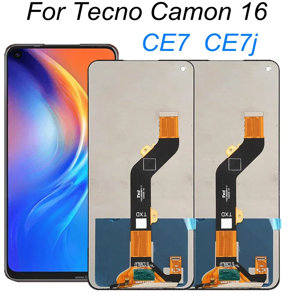 6.8inch LCD For Tecno Camon 16 LCD CE7 Display Touch Screen Digitizer Assembly For Tecno CE7J CE9h LCD Repair Replacement Parts