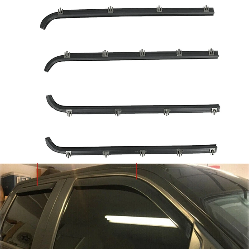 4Pcs Inner Outer Car Door Window Seal Belt Weatherstrip Kit F2TZ1521457A E7TZ1521453A For Ford F150 F250 F350 1987-1997