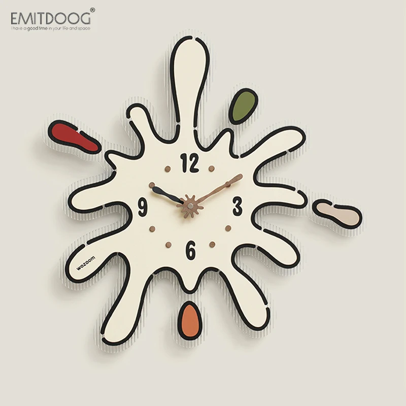 No Punching Art Wall Clock Creative Living Room Home Clock Restaurant Decorative Wall Cream Style Clock