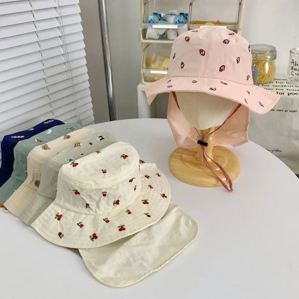

New Neck Ear Cover Sun Hat Anti UV Protection Breathable Beach Cap Large Corned Shawl Children Hat Boy Girl